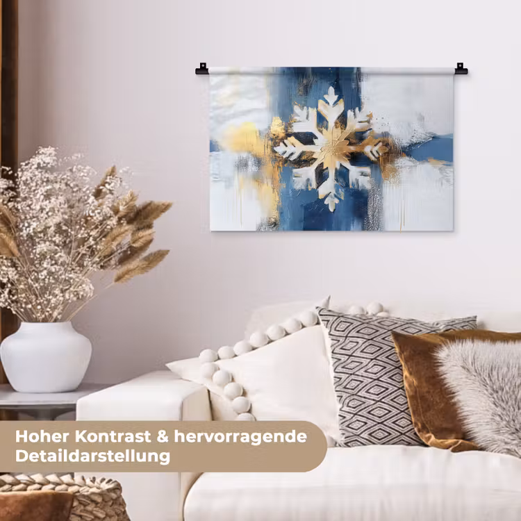 Abstract - Winter - Sneeuwvlok - Sneeuw - Goud Wandkleed katoen klein -tsfeer1_DE