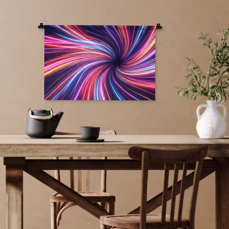 Abstract - Swirl - Futuristic - Neon Wandkleed katoen klein -sfeer6