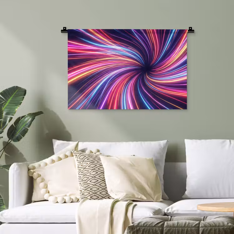 Abstract - Swirl - Futuristic - Neon Wandkleed katoen klein -sfeer7