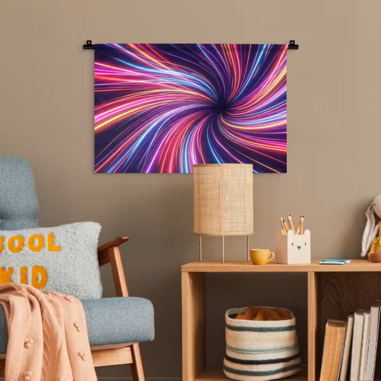 Abstract - Swirl - Futuristic - Neon Wandkleed katoen klein -wsfeer4_kind