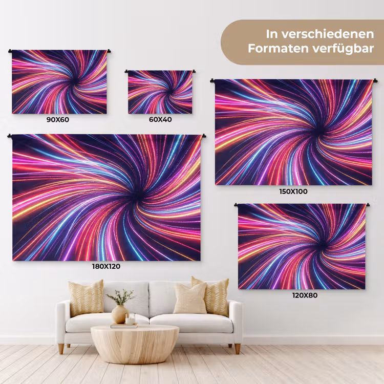 Abstract - Swirl - Futuristic - Neon Wandkleed katoen klein -tsfeer8_DE
