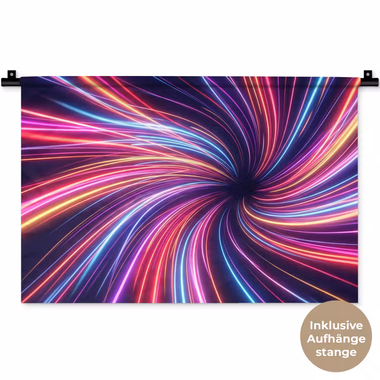 Abstract - Swirl - Futuristic - Neon Wandkleed katoen klein -t3d_DE