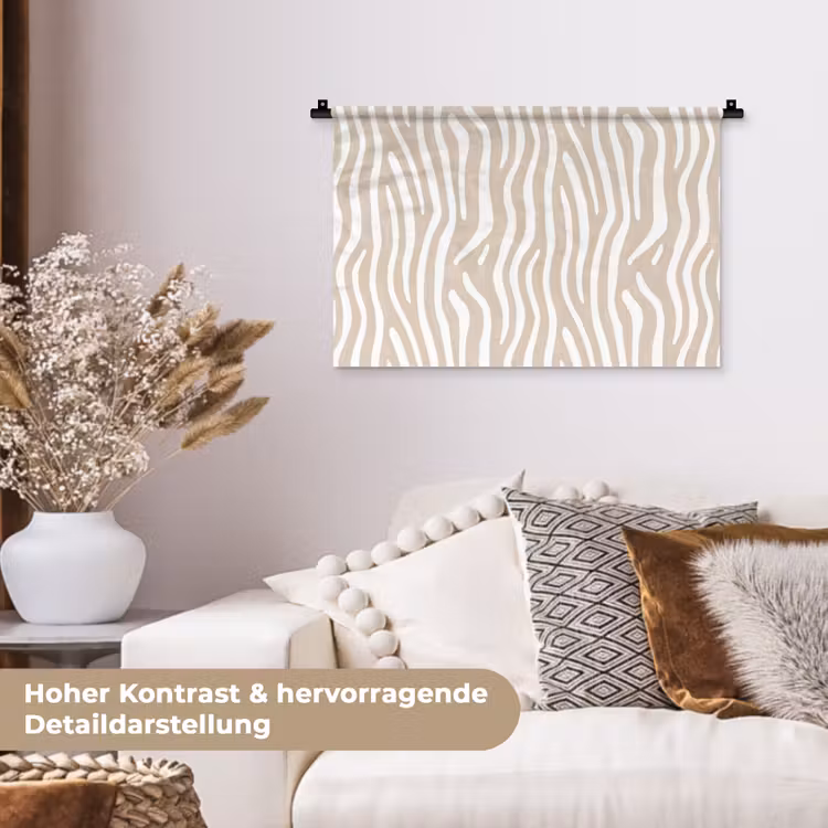 Abstract - Zebra - Beige Wandkleed katoen klein 269 -tsfeer1_DE