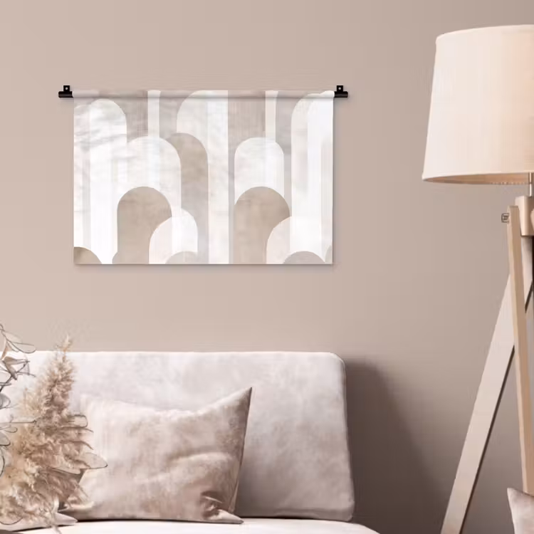 Abstracte bogen - Modern - Beige Wandkleed katoen klein -sfeer4
