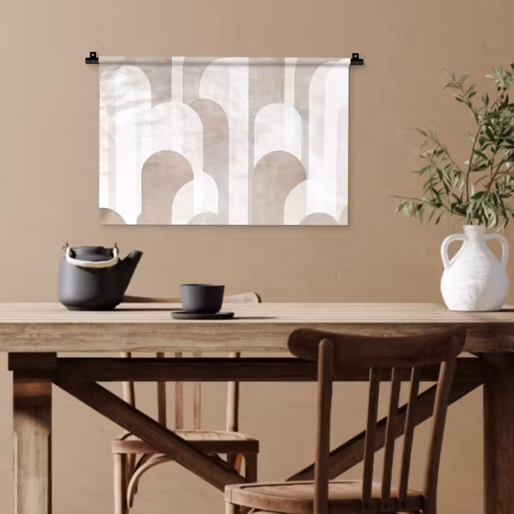 Abstracte bogen - Modern - Beige Wandkleed katoen klein -sfeer6
