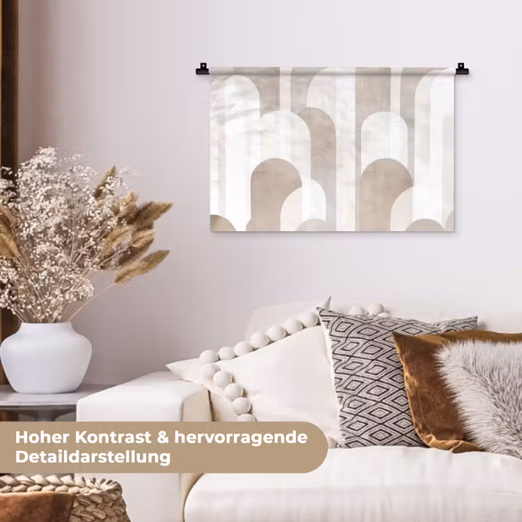 Abstracte bogen - Modern - Beige Wandkleed katoen klein -tsfeer1_DE