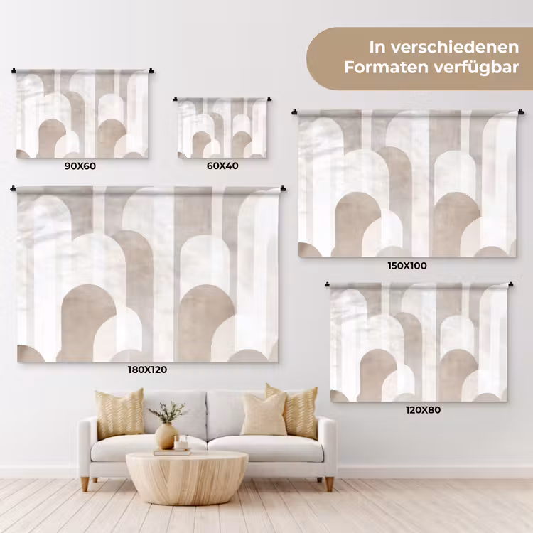 Abstracte bogen - Modern - Beige Wandkleed katoen klein -tsfeer8_DE