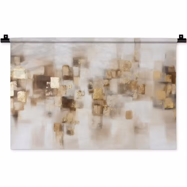 Abstracte vierkanten - Aardetonen - Mistig Wandkleed katoen klein -zz3d