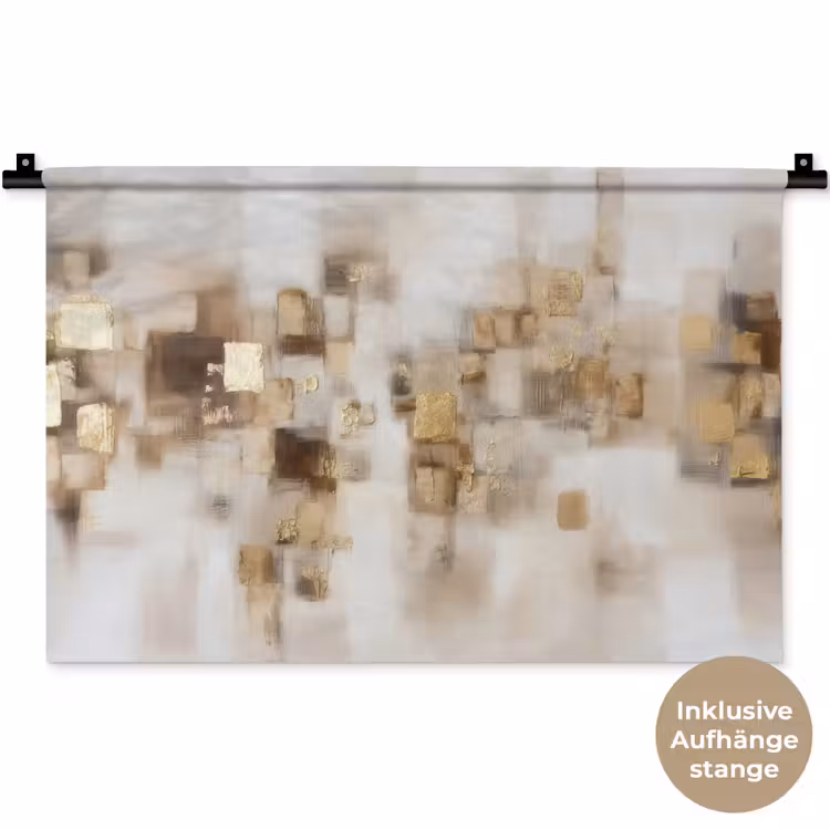 Abstracte vierkanten - Aardetonen - Mistig Wandkleed katoen klein -t3d_DE