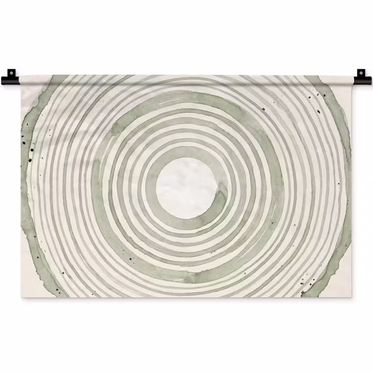 Abstractie - Cirkels - Waterverf - Groen - Modern Wandkleed katoen klein -zz3d
