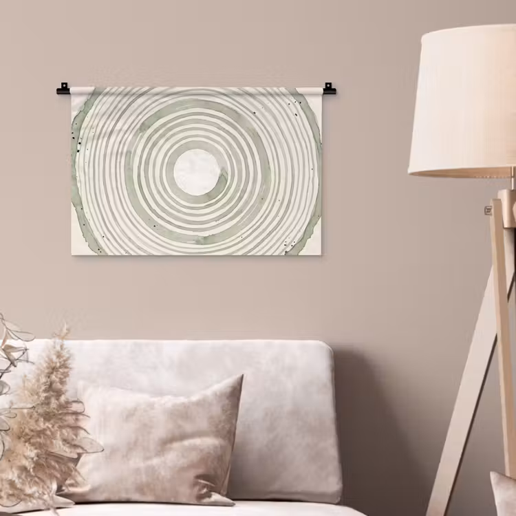 Abstractie - Cirkels - Waterverf - Groen - Modern Wandkleed katoen klein -sfeer4