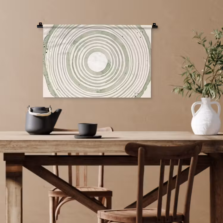 Abstractie - Cirkels - Waterverf - Groen - Modern Wandkleed katoen klein -sfeer6