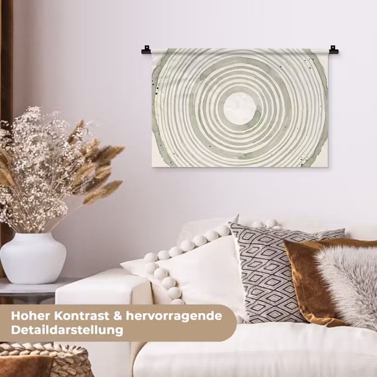 Abstractie - Cirkels - Waterverf - Groen - Modern Wandkleed katoen klein -tsfeer1_DE