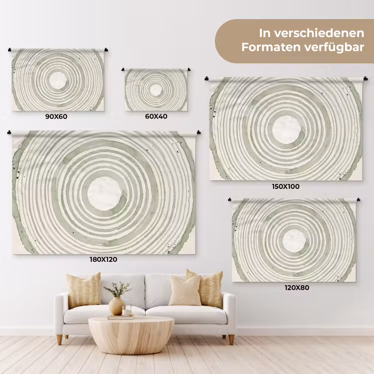 Abstractie - Cirkels - Waterverf - Groen - Modern Wandkleed katoen klein -tsfeer8_DE