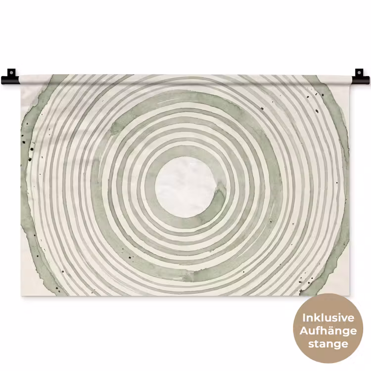 Abstractie - Cirkels - Waterverf - Groen - Modern Wandkleed katoen klein -t3d_DE