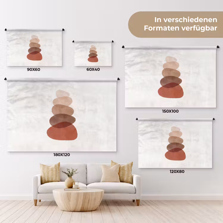 Abstractie - Gestapeld - Balans - Modern - Aardetinten Wandkleed katoen klein -tsfeer8_DE