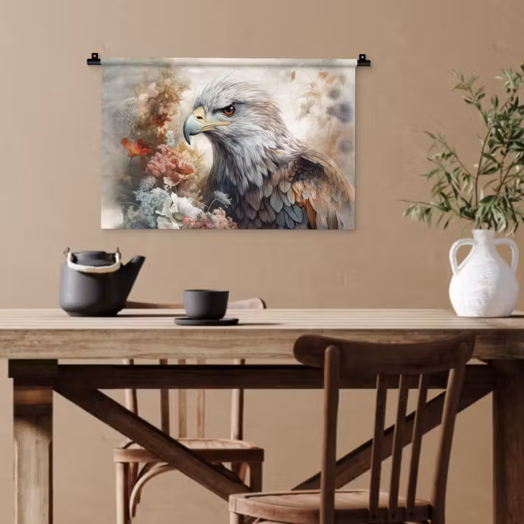 Arend - Adelaar - Vogel - Bloemen - Natuur Wandkleed katoen klein -sfeer6