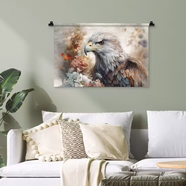 Arend - Adelaar - Vogel - Bloemen - Natuur Wandkleed katoen klein -sfeer7
