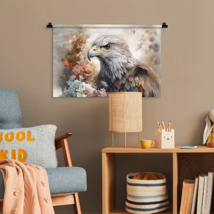 Arend - Adelaar - Vogel - Bloemen - Natuur Wandkleed katoen klein -wsfeer4_kind