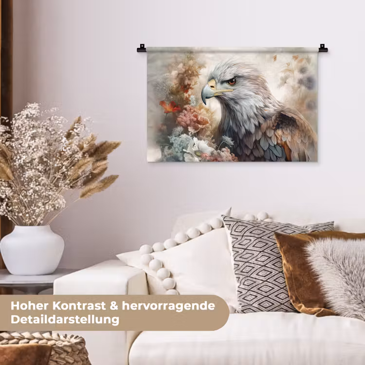 Arend - Adelaar - Vogel - Bloemen - Natuur Wandkleed katoen klein -tsfeer1_DE