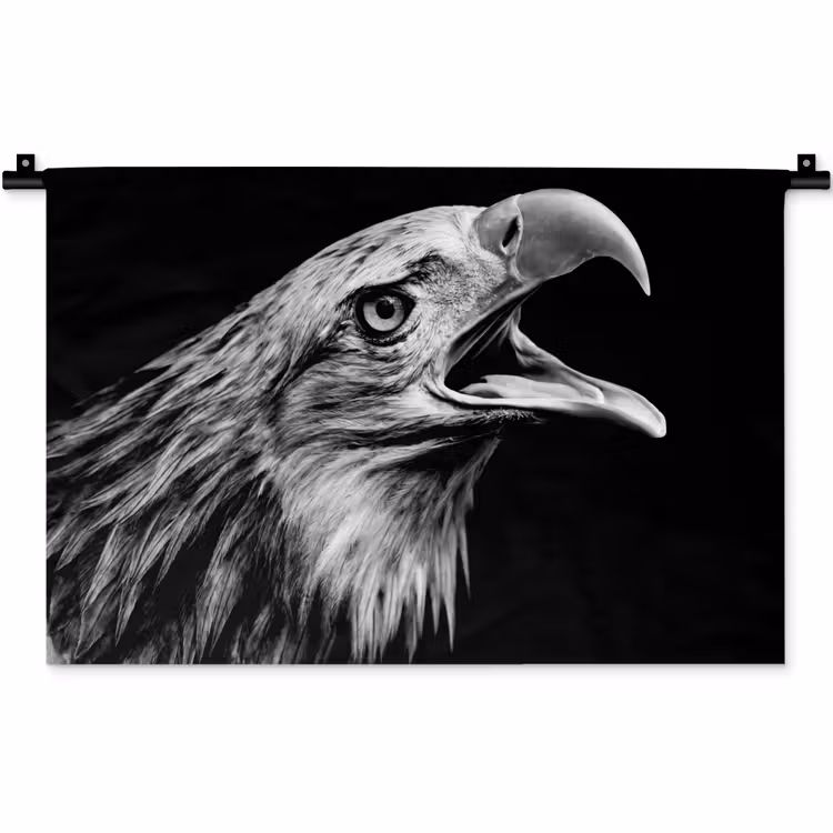 Adelaar - Portret - Roofvogels - Zwart - Wit - Vogel Wandkleed katoen klein -zz3d
