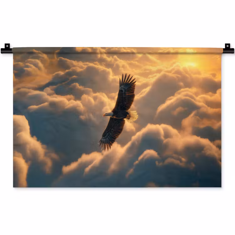 Adelaar - Wolken - Zon Wandkleed katoen klein -zz3d