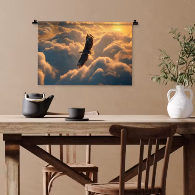 Adelaar - Wolken - Zon Wandkleed katoen klein -sfeer6