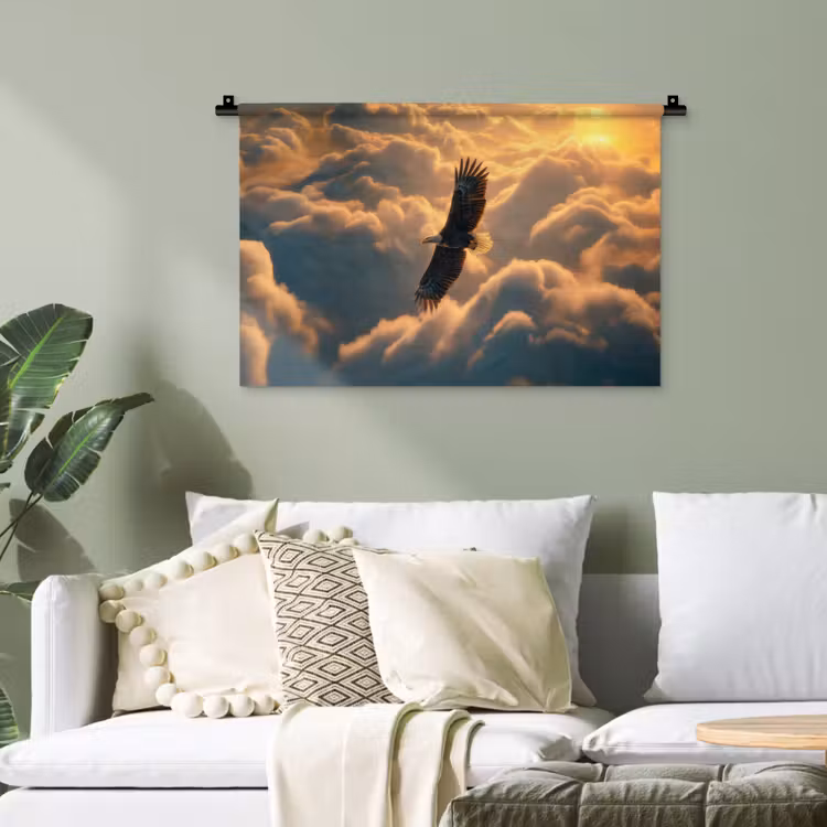 Adelaar - Wolken - Zon Wandkleed katoen klein -sfeer7