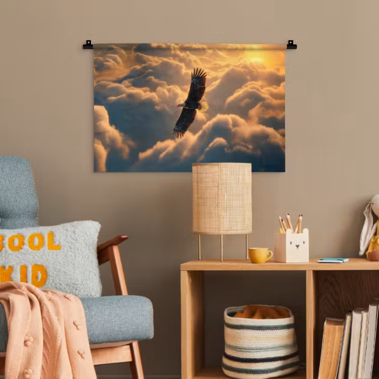 Adelaar - Wolken - Zon Wandkleed katoen klein -wsfeer4_kind