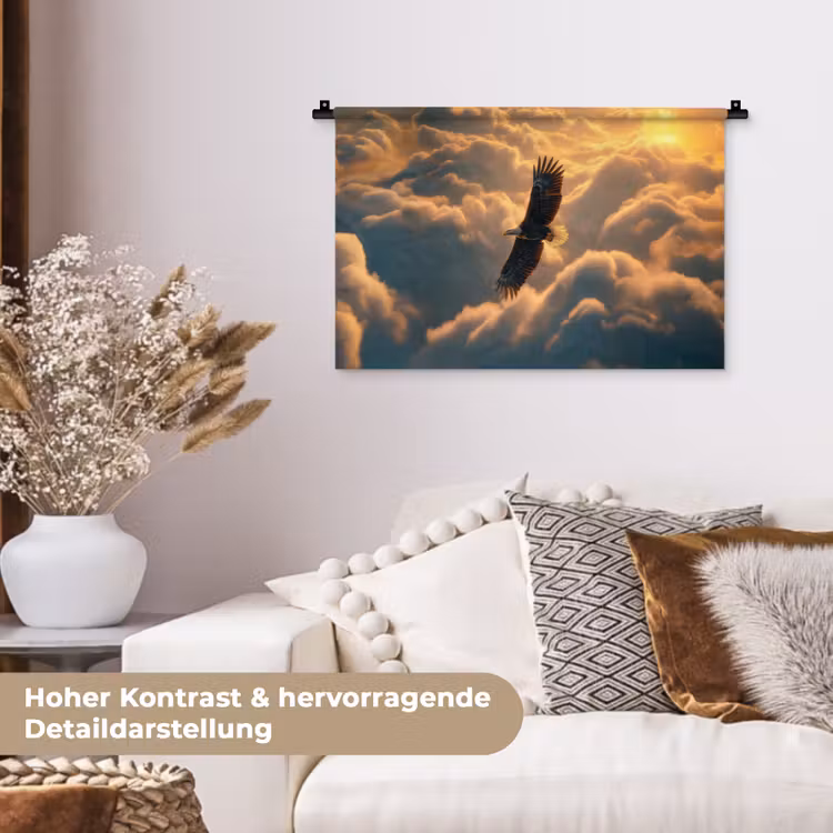 Adelaar - Wolken - Zon Wandkleed katoen klein -tsfeer1_DE