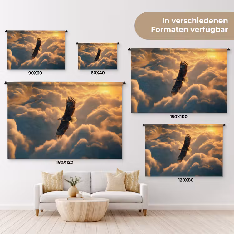 Adelaar - Wolken - Zon Wandkleed katoen klein -tsfeer8_DE