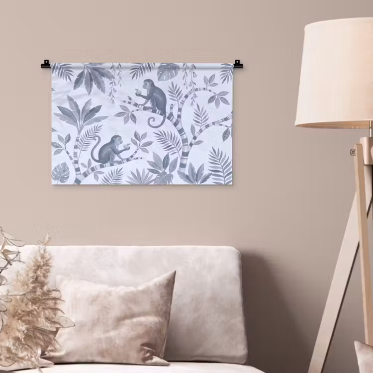 Aap - Boom - Bladeren - Jungle - Illustratie Wandkleed katoen klein -sfeer4