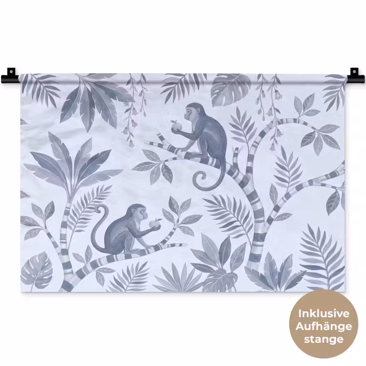 Aap - Boom - Bladeren - Jungle - Illustratie Wandkleed katoen klein -t3d_DE