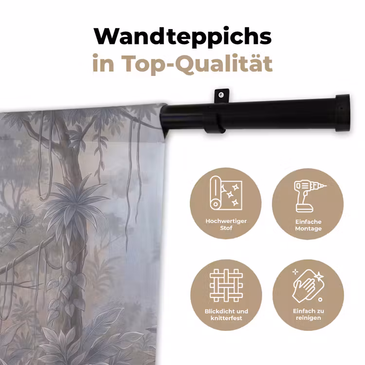 Aap - Boom - Jungle - Natuur - Grijs Wandkleed katoen klein -tsfeer2_DE