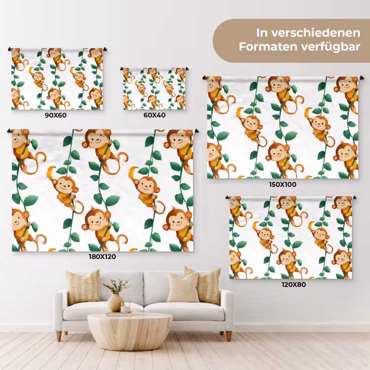 Apen - Lianen - Kleurrijk Wandkleed katoen klein 269 -tsfeer8_DE