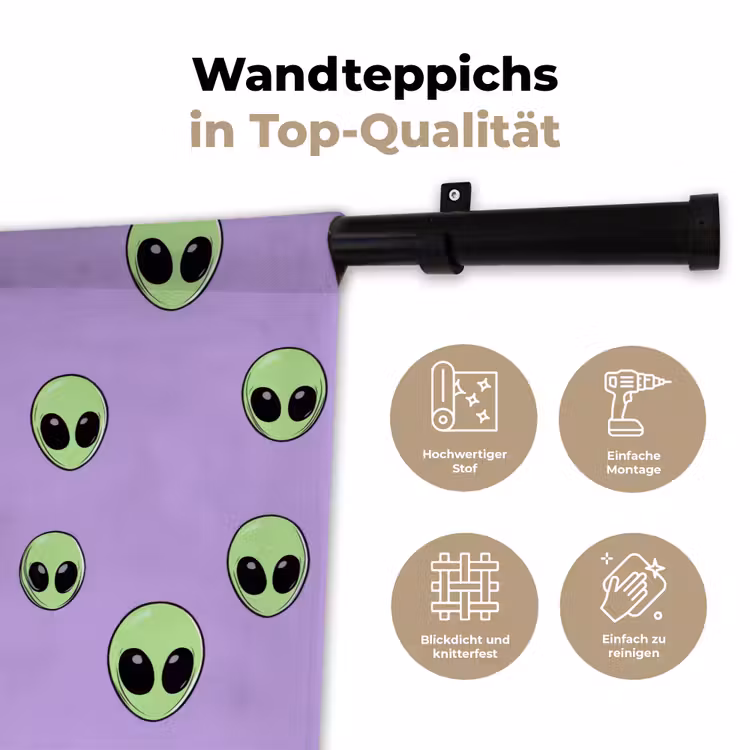 Alien - Retro - Lila Wandkleed katoen klein 269 -tsfeer2_DE