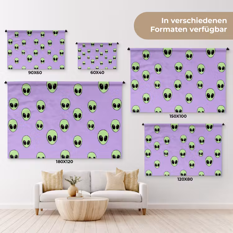 Alien - Retro - Lila Wandkleed katoen klein 269 -tsfeer8_DE