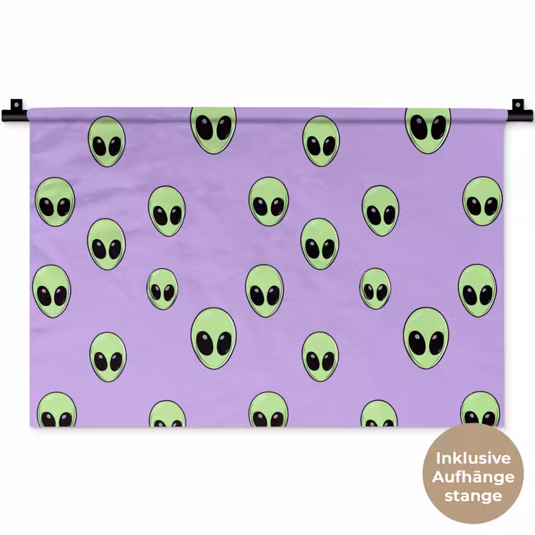 Alien - Retro - Lila Wandkleed katoen klein 269 -t3d_DE