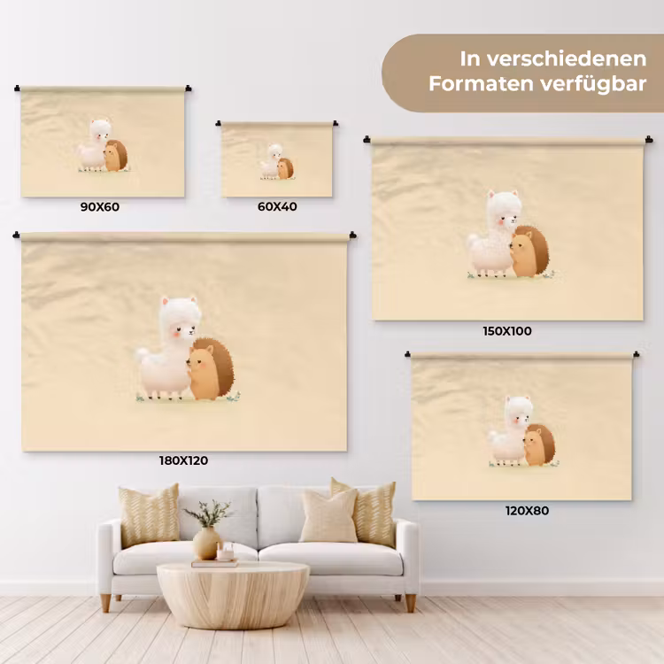 Alpaca - Egel - Bruin - Knuffelen Wandkleed katoen klein -tsfeer8_DE