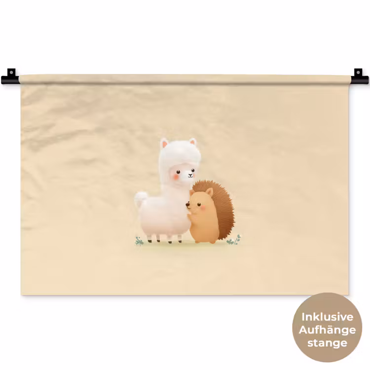 Alpaca - Egel - Bruin - Knuffelen Wandkleed katoen klein -t3d_DE