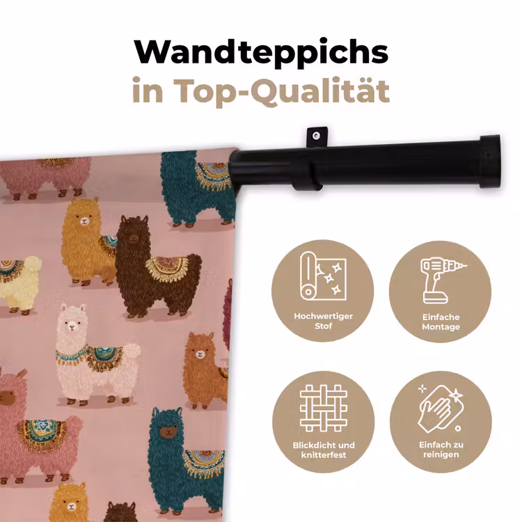 Alpaca's - Patroon - Kleurrijk Wandkleed katoen klein 269 -tsfeer2_DE