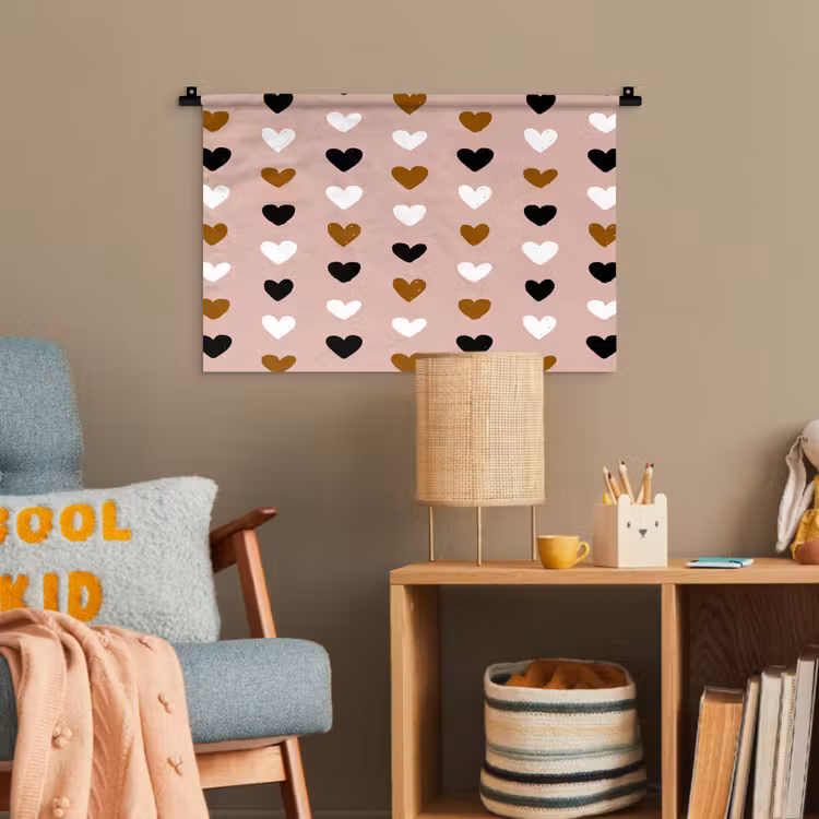Oudroze - Hartjes - Patroon Wandkleed katoen klein 269 -wsfeer4_kind
