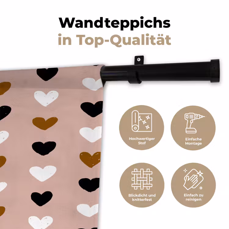 Oudroze - Hartjes - Patroon Wandkleed katoen klein 269 -tsfeer2_DE