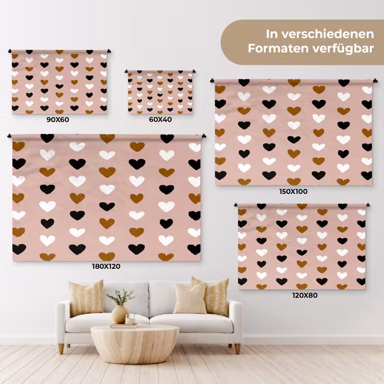 Oudroze - Hartjes - Patroon Wandkleed katoen klein 269 -tsfeer8_DE