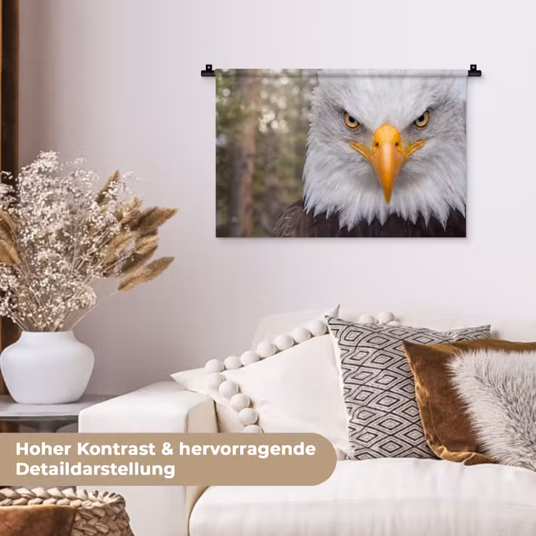 Amerikaans - Zeearend - Portret - Geel Wandkleed katoen klein -tsfeer1_DE