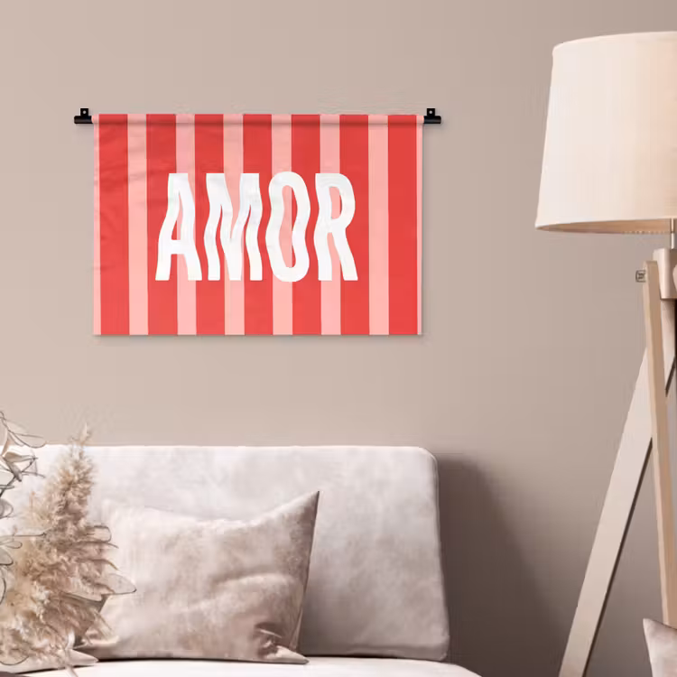 Amor - Strepen - Rood - Roze Wandkleed katoen klein -sfeer4