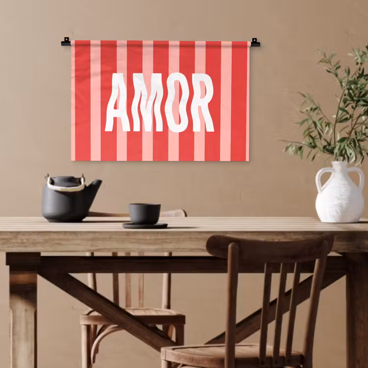 Amor - Strepen - Rood - Roze Wandkleed katoen klein -sfeer6