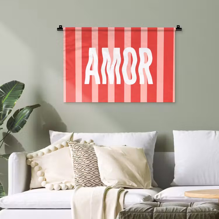 Amor - Strepen - Rood - Roze Wandkleed katoen klein -sfeer7