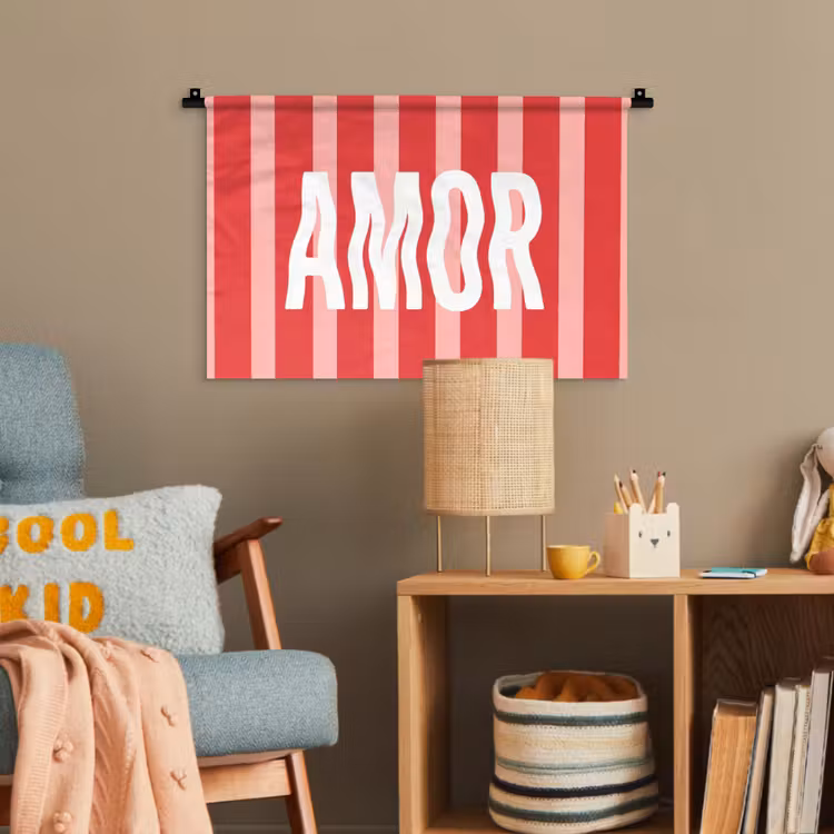 Amor - Strepen - Rood - Roze Wandkleed katoen klein -wsfeer4_kind