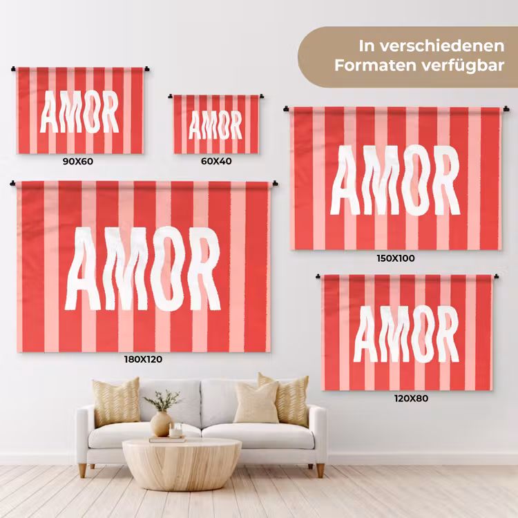 Amor - Strepen - Rood - Roze Wandkleed katoen klein -tsfeer8_DE